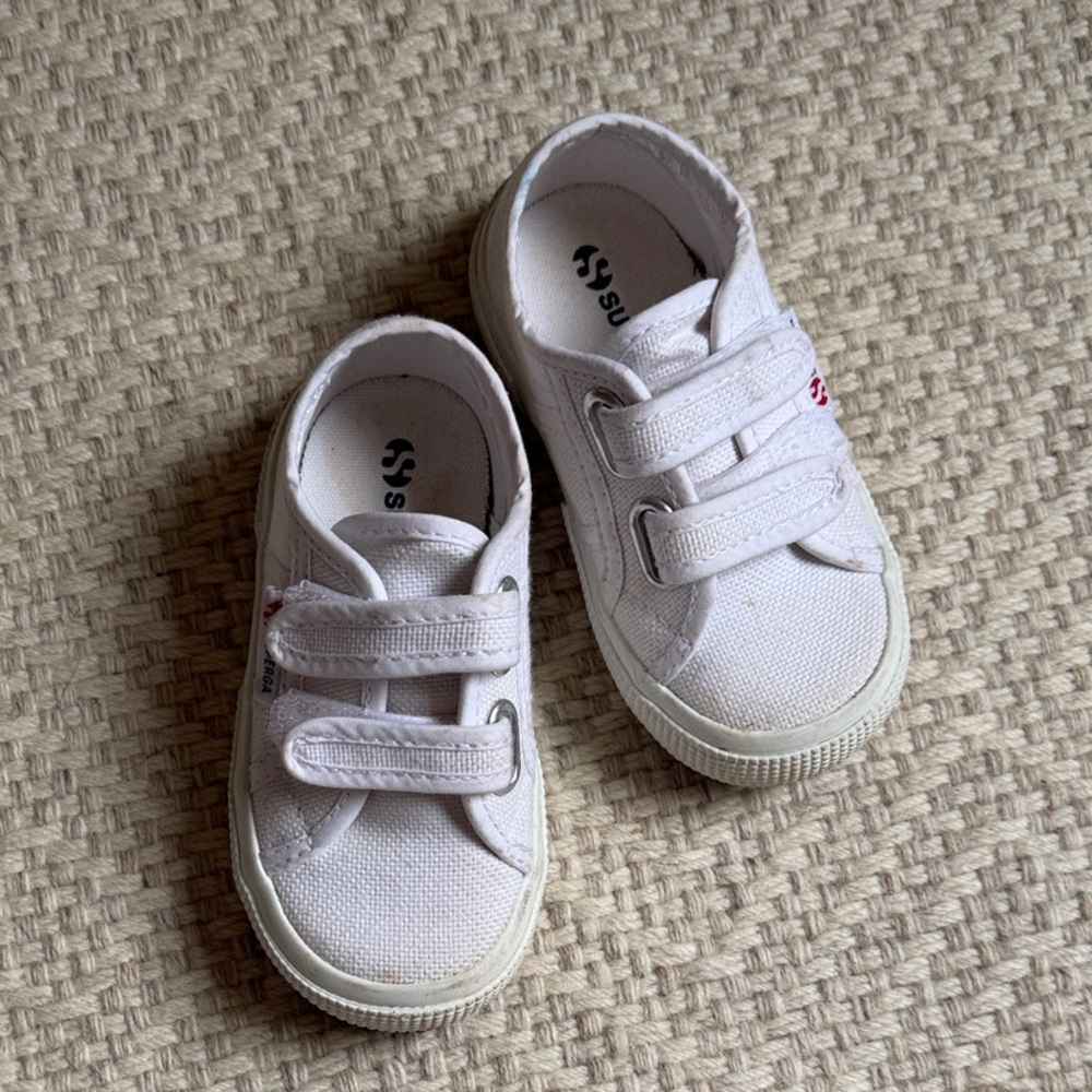 Superga Kids Velcro White Sneakers 2750 Cotjstrap Classic